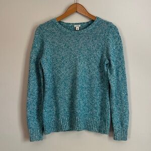 L.L. Bean Size Medium. 100% Cotton. Blue and white marled crewneck sweater